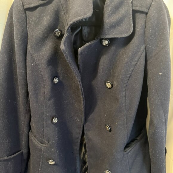 Forever 21 Black Double Breasted Peacoat Women’s Small Military Style Coat - Picture 2 of 4